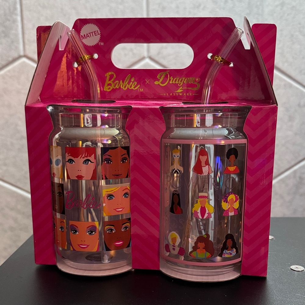 Barbie Dragon Glassware Pink Drinking Glasses